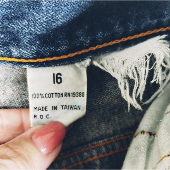 Brittania Jeans Size 30x35 High Rise Straight Leg Raw Hem Cotton Blue VTG Retro - Picture 4 of 12